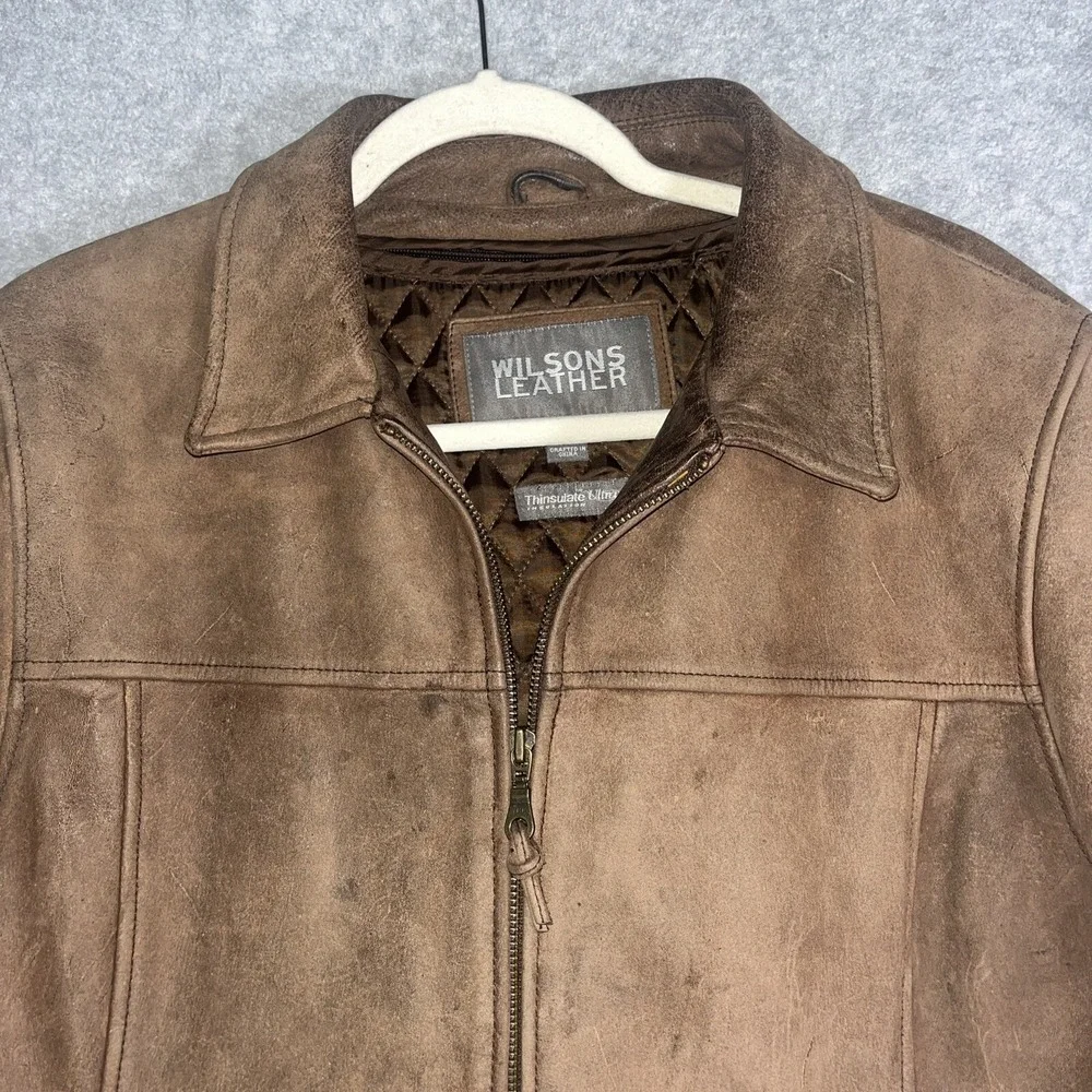 Y2K Wilsons Leather Brown Nubuck Patina Thinsulate Jacket Women's XL Retro‎ 90's